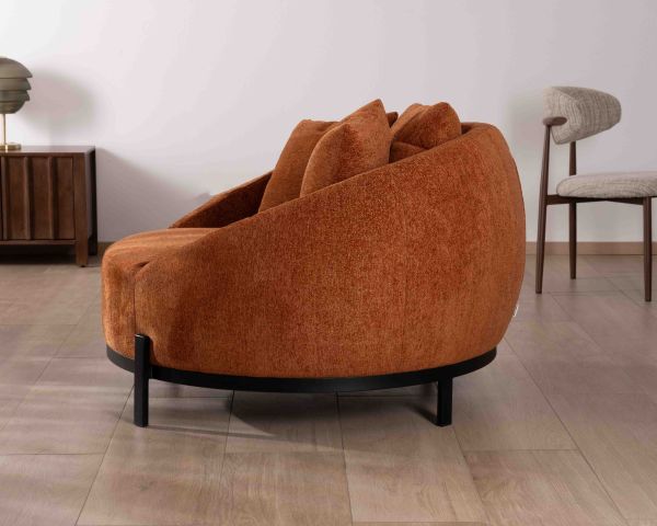 Poltrona XL 120 cm ultra-confortevole con cuscini coordinati "Sweet Culture" in tessuto bouclette terracotta
