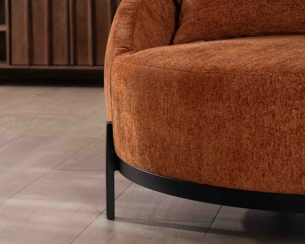 Poltrona XL 120 cm ultra-confortevole con cuscini coordinati "Sweet Culture" in tessuto bouclette terracotta