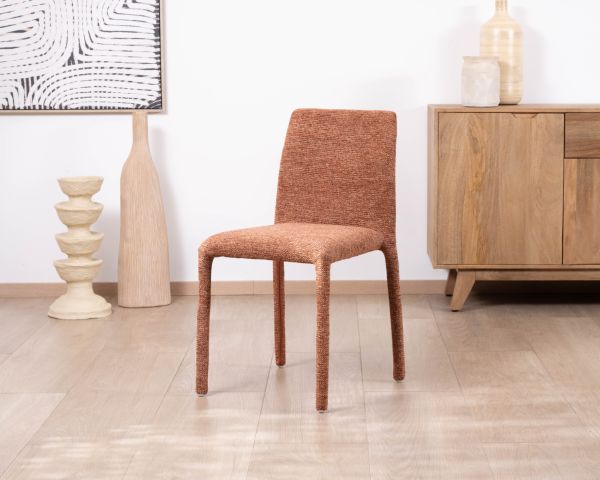Set di 4 sedie di design "Otto" in tessuto terracotta testurizzato con imbottitura completa e silhouette contemporanea