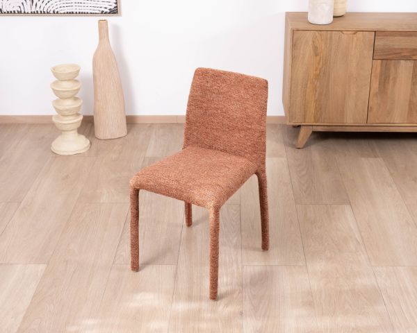 Set di 4 sedie di design "Otto" in tessuto terracotta testurizzato con imbottitura completa e silhouette contemporanea