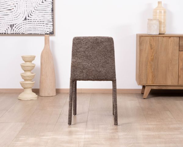 Set di 4 sedie contemporanee in tessuto "Otto" marrone cacao con imbottitura completa e linee pulite