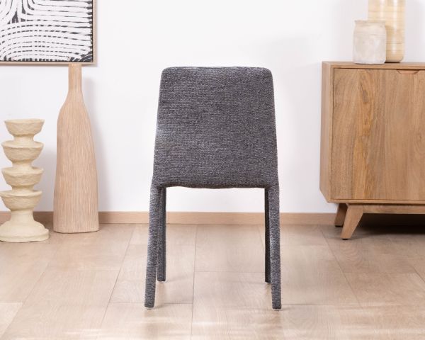 Set di 4 sedie da pranzo moderne in tessuto strutturato grigio grafite "Otto" con rivestimento tessile integrale