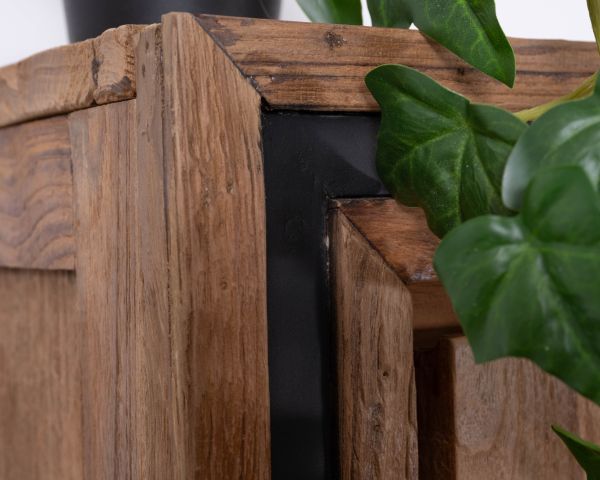 Armadio portavivande contemporaneo "Kayoa" in teak rigenerato e ante in vetro
