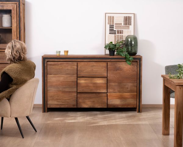 Credenza a 2 ante in teak di recupero "Kayoa", stile contemporaneo