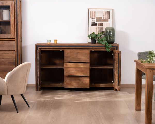 Credenza a 2 ante in teak di recupero "Kayoa", stile contemporaneo
