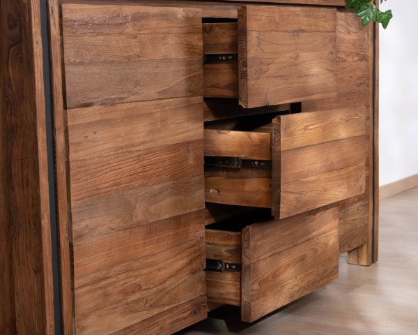 Credenza a 2 ante in teak di recupero "Kayoa", stile contemporaneo