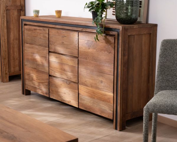 Credenza a 2 ante in teak di recupero "Kayoa", stile contemporaneo
