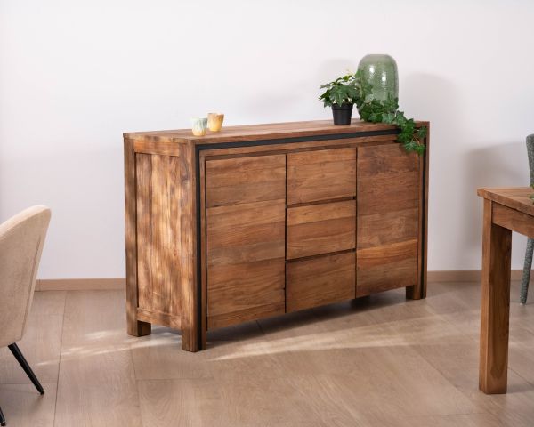 Credenza a 2 ante in teak di recupero "Kayoa", stile contemporaneo
