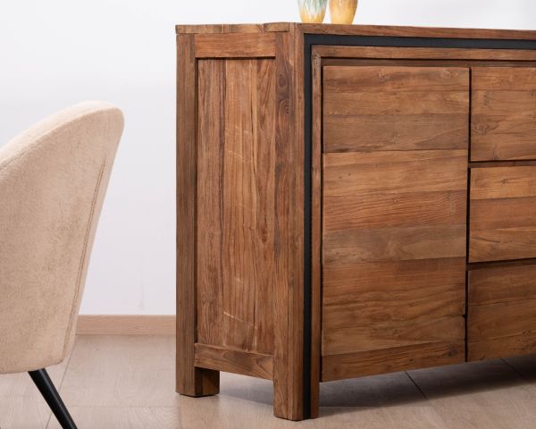 Credenza a 2 ante in teak di recupero "Kayoa", stile contemporaneo