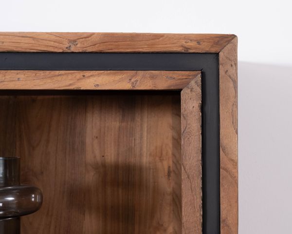 Colonna portaoggetti "Kayoa" in teak rigenerato, stile etnico contemporaneo