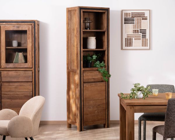 Colonna portaoggetti "Kayoa" in teak rigenerato, stile etnico contemporaneo