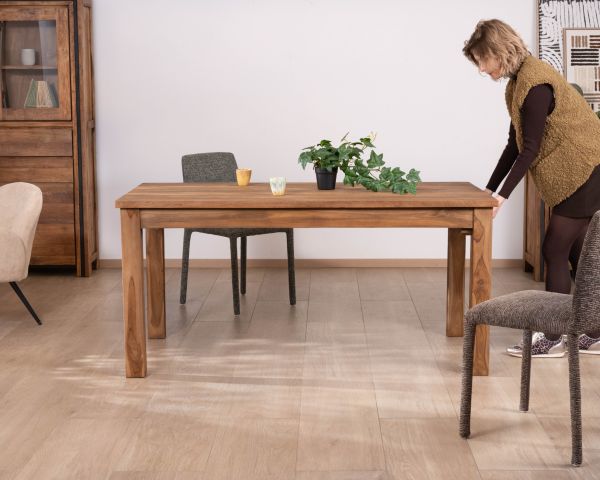 Tavolo da pranzo allungabile "Kayoa" da 160 a 210 cm in teak massiccio di recupero, stile autentico