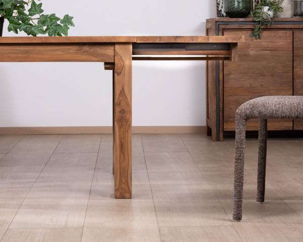 Tavolo da pranzo allungabile "Kayoa" da 160 a 210 cm in teak massiccio di recupero, stile autentico