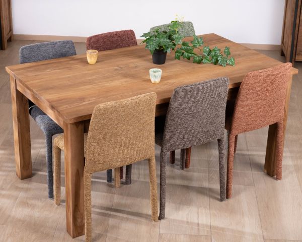 Set di 4 sedie di design "Otto" in tessuto terracotta testurizzato con imbottitura completa e silhouette contemporanea