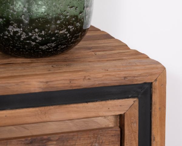 Porta TV contemporaneo in teak "Kayoa" 160 cm design grafico