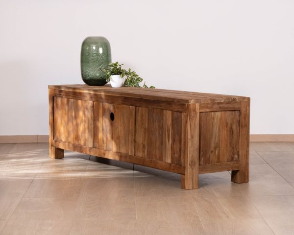 Porta TV contemporaneo in teak "Kayoa" 160 cm design grafico