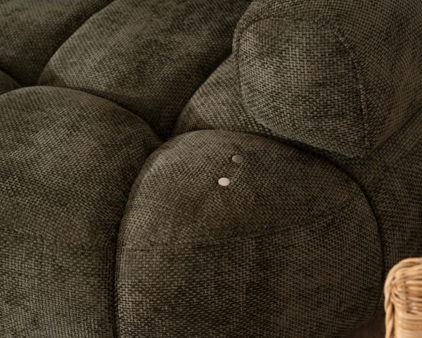 Divano in tessuto verde "Syltan" con estensione elettrica e ritorno a sinistra meridian