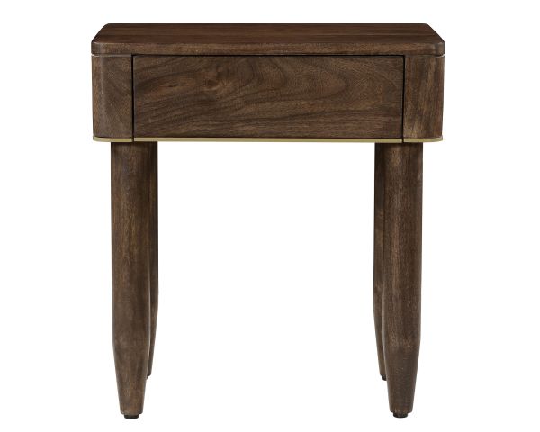 Comodino in stile retrò "Loopie" in legno di mango scuro