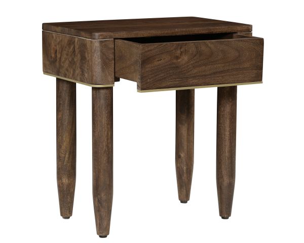 Comodino in stile retrò "Loopie" in legno di mango scuro