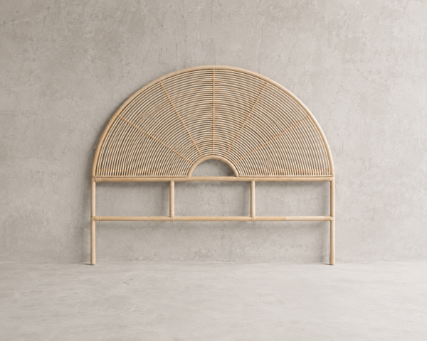 Testata in stile etnico "Solira" in rattan, forma rotonda 160 cm