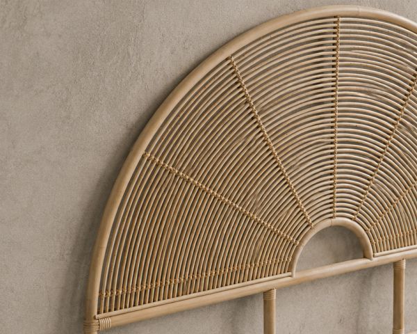 Testata in stile etnico "Solira" in rattan, forma rotonda 160 cm