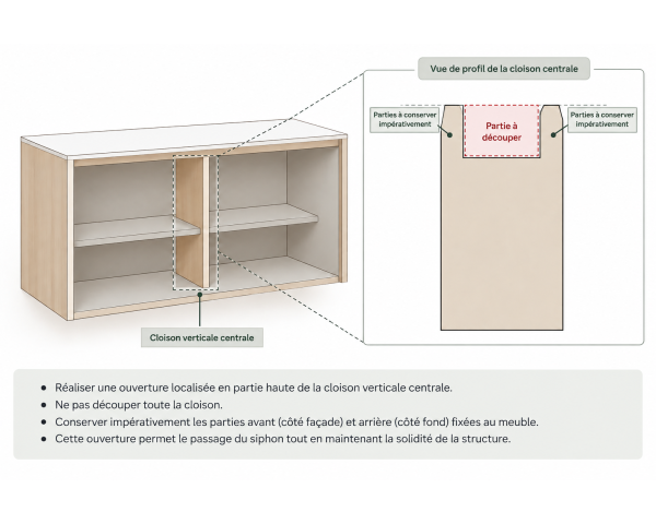 Mobile sottolavabo da 90 cm da appendere “Miona”, dal design organico e dall’effetto cemento sabbiato