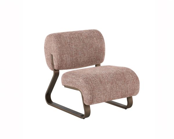 Poltrona dal design retrò "Luno" con struttura in metallo color bronzo
