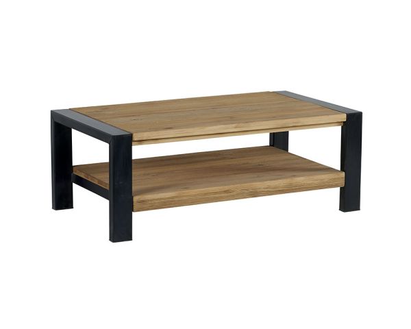 Tavolino "Lugano" in metallo e pino massiccio spazzolato