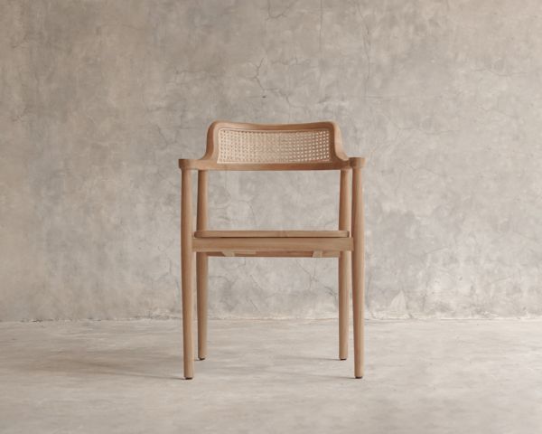 Sedia da pranzo con braccioli dal design essenziale "Vogue" in legno di sungkai