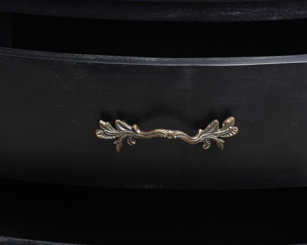 Mobile da bagno in legno di mango nero e pietra con cassetti e cassettiera in stile retrò 