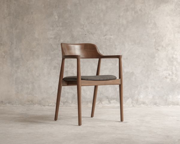 Sedia da pranzo dal design essenziale con braccioli e seduta in tessuto antracite "Vogue"
