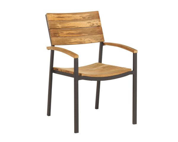 Sedia da giardino di alta gamma in teak e alluminio "Chair'ming" con cuscino in tessuto bouclé écru