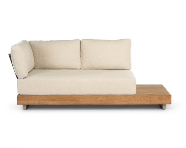 Divano a 2 posti per interni ed esterni di alta gamma “Alizé” in teak e tessuto bouclé color crema