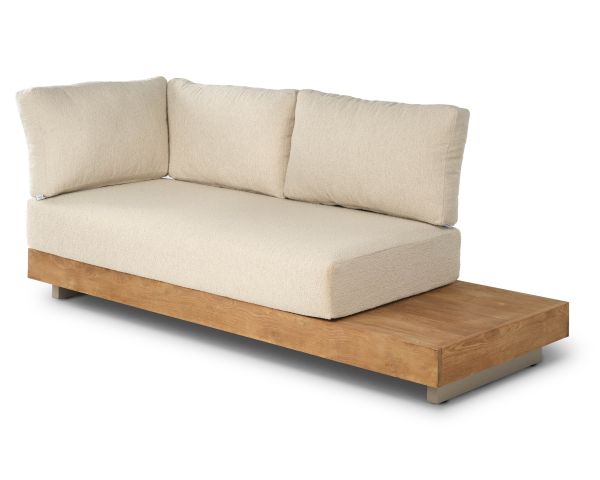 Divano a 2 posti per interni ed esterni di alta gamma “Alizé” in teak e tessuto bouclé color crema