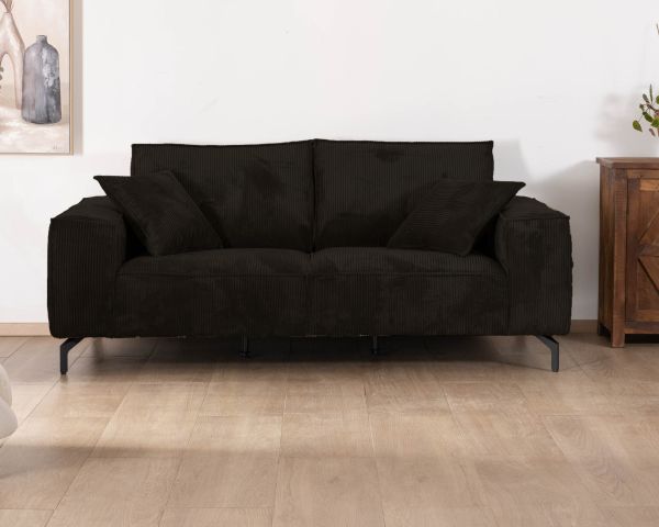 Divano comfort a 3 posti "Pueblo" in velluto a coste antracite