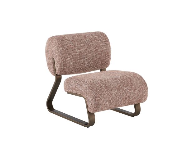 Poltrona dal design retrò "Luno" con struttura in metallo color bronzo