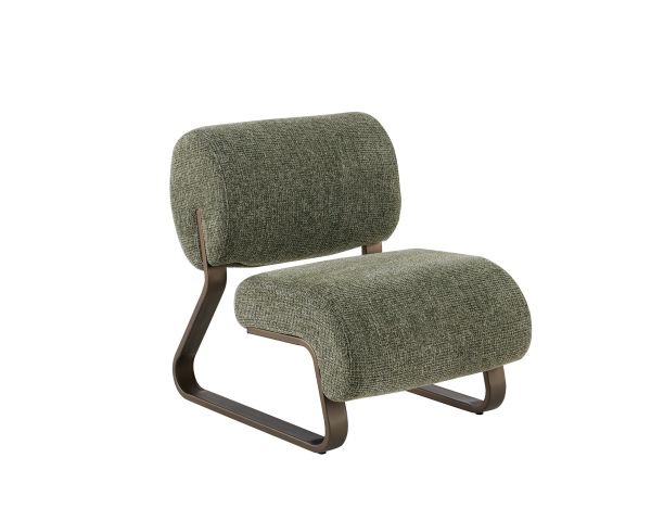 Poltrona dal design retrò "Luno" con struttura in metallo color bronzo