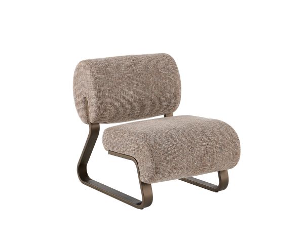 Poltrona dal design retrò "Luno" con struttura in metallo color bronzo