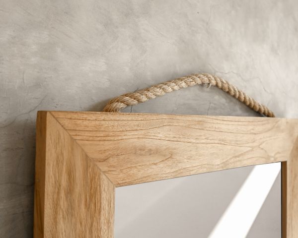Grande specchio da appoggio da 180 cm in teak "Solira", stile naturale