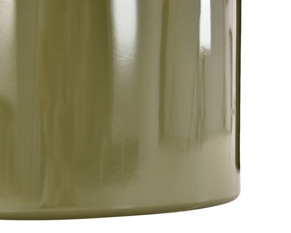 Tavolino rotondo da 80 cm dal design minimalista, laccato verde salvia, modello "Nalya" con base centrale