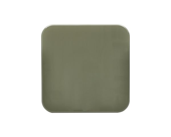 Tavolino quadrato da 70 cm in stile minimalista, color verde salvia, modello "Nalya", con base scultorea