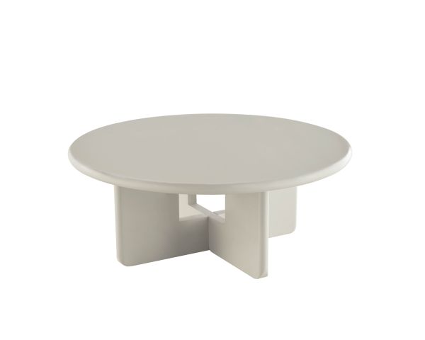 Tavolino rotondo da 80 cm beige "Nalya" con base scultorea