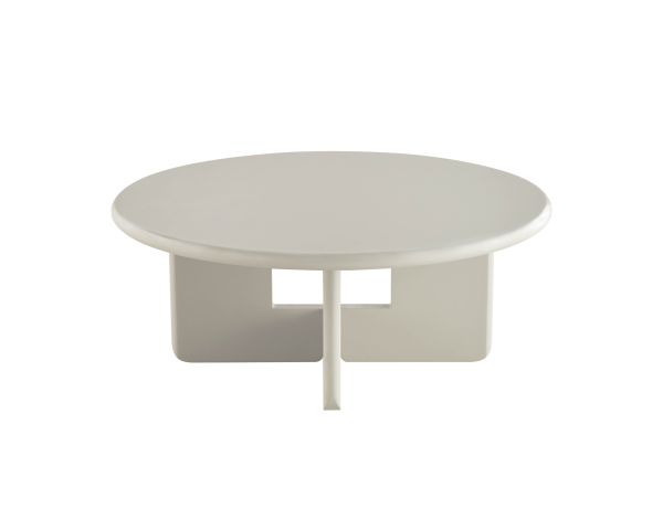 Tavolino rotondo da 80 cm beige "Nalya" con base scultorea