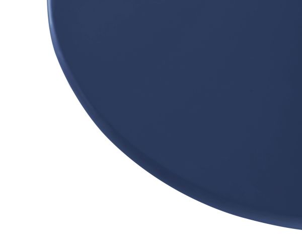 Tavolino rotondo da 80 cm dal design minimalista, blu inchiostro, modello "Nalya", con base scultorea