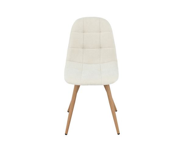 Set di 4 sedie girevoli in stile scandinavo "Noma" in tessuto écru, con gambe in finitura rovere