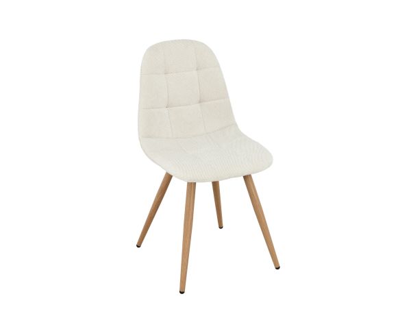 Set di 4 sedie girevoli in stile scandinavo "Noma" in tessuto écru, con gambe in finitura rovere