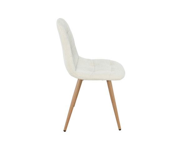 Set di 4 sedie girevoli in stile scandinavo "Noma" in tessuto écru, con gambe in finitura rovere