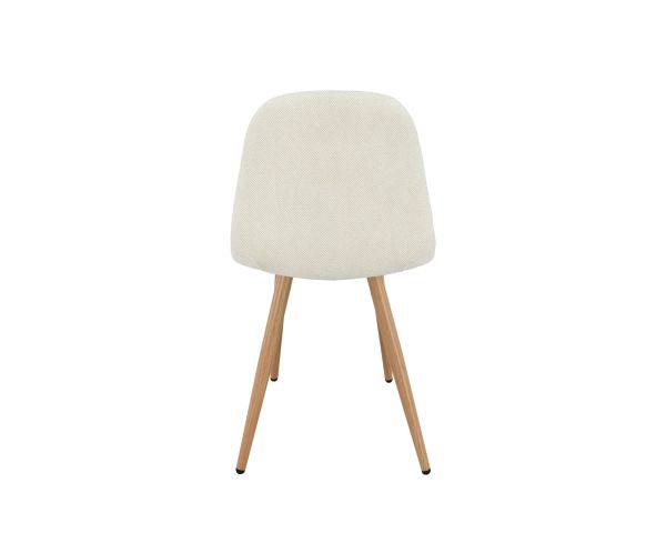 Set di 4 sedie girevoli in stile scandinavo "Noma" in tessuto écru, con gambe in finitura rovere