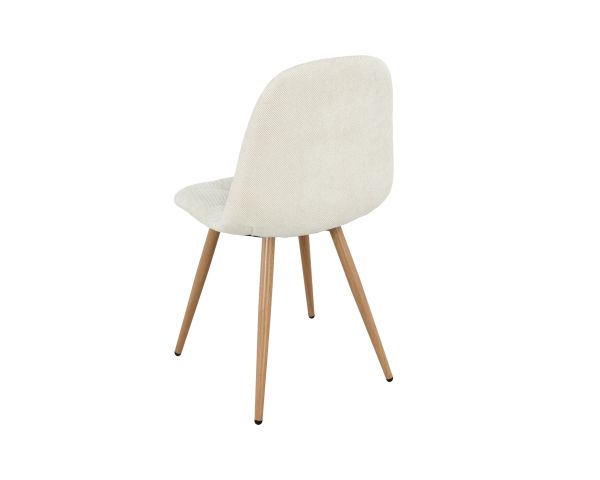 Set di 4 sedie girevoli in stile scandinavo "Noma" in tessuto écru, con gambe in finitura rovere