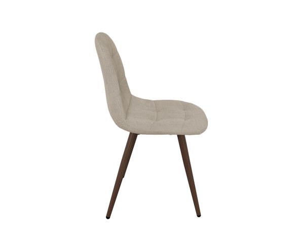 Set di 4 sedie girevoli in stile retrò-contemporaneo "Noma" in tessuto greige melange, con gambe in finitura noce